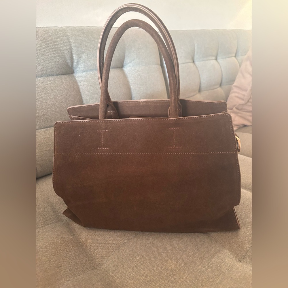 Elegant Brown Suede Tote Bag